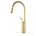 Premium Goose Neck Golden Brass Kitchen Faucet Mixer